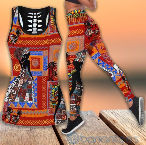 Inspired African Woman Tank Top Legging Set Outfit Product Photo