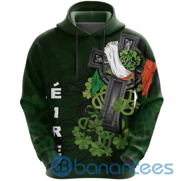 Irish Pullover Shamrock Celtic Cross Happy St Patricks Day Over Print 3D Hoodie Product Photo