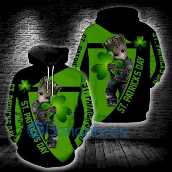 Irish Saint Patricks Day Baby Groot Color Full 3D Hoodie Product Photo