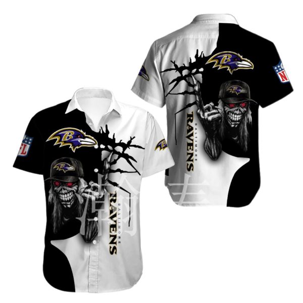 Iron Maiden Baltimore Ravens Short Sleeves Hawaiian Shirt Product Photo