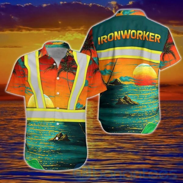 Ironworker Uniform In The Beautiful Sunset Tropical Hawaiian Shirt Product Photo