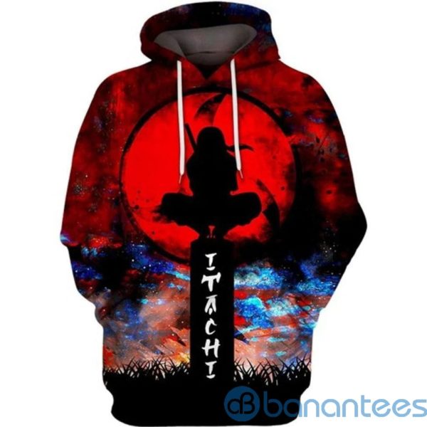 Itachi Blood Moon Naruto Anime All Over Print 3D Hoodie Product Photo