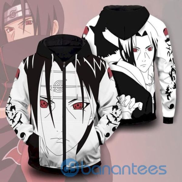 Itachi Comic White Black Naruto All Over Print 3D Zip Hoodie Product Photo