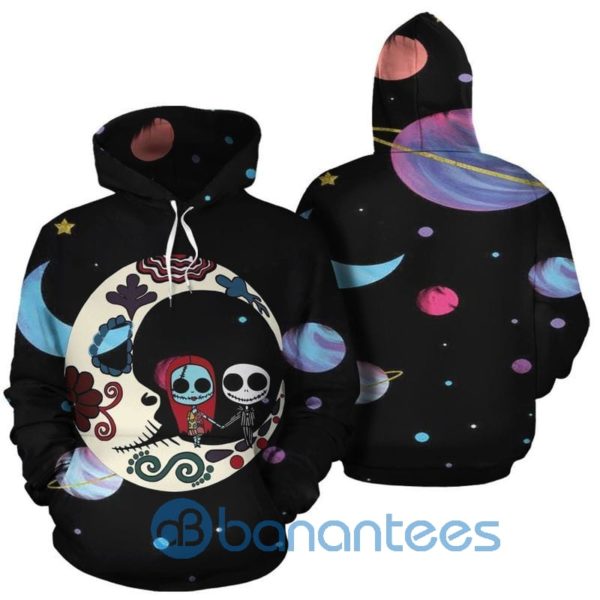 Jack Skellington And Sally On The Moon Over Print 3D Hoodie Product Photo