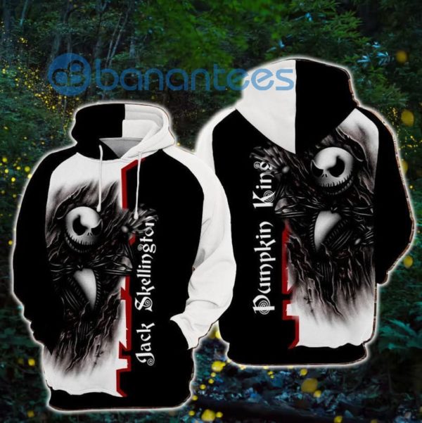 Jack Skellington Black White Over Print 3D Hoodie Product Photo