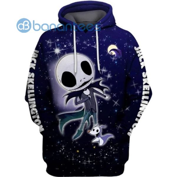 Jack Skellington Dog Zero Galaxy Pattern Halloween Printed 3D Hoodie Product Photo