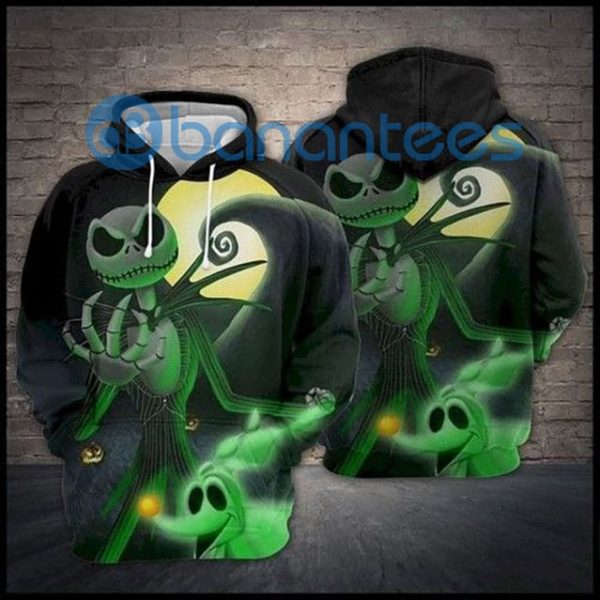 Jack Skellington Halloween And Moon All Over Print 3D Hoodie Product Photo