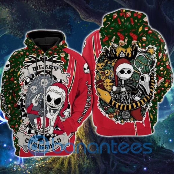 Jack Skellington Merry Christmas Plan All Over Print 3D Hoodie Product Photo
