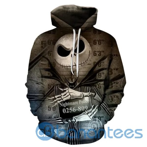 Jack Skellington Mug Shot All Over Printed 3D Hoodie Product Photo