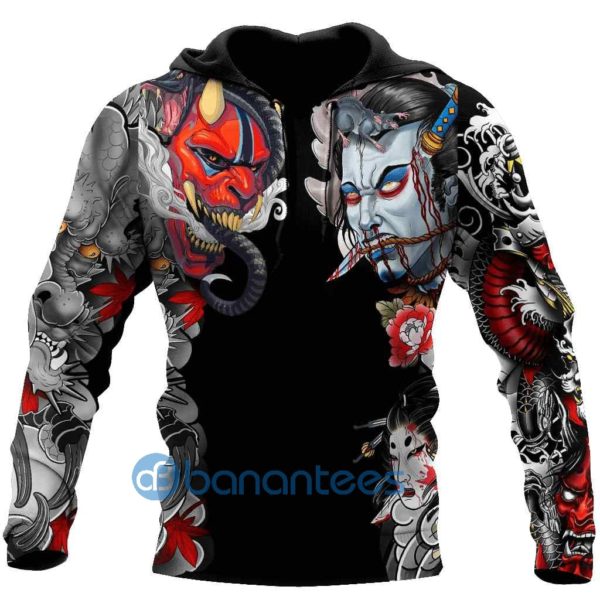 Japanese Samurai Tattoo All Over Printed 3D Hoodie Product Photo