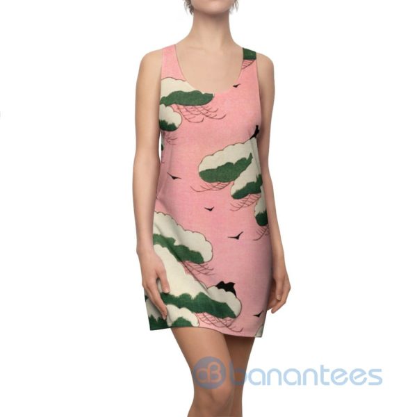 Japanese Woodcut Art Pink Racerback Dress For Women Product Photo