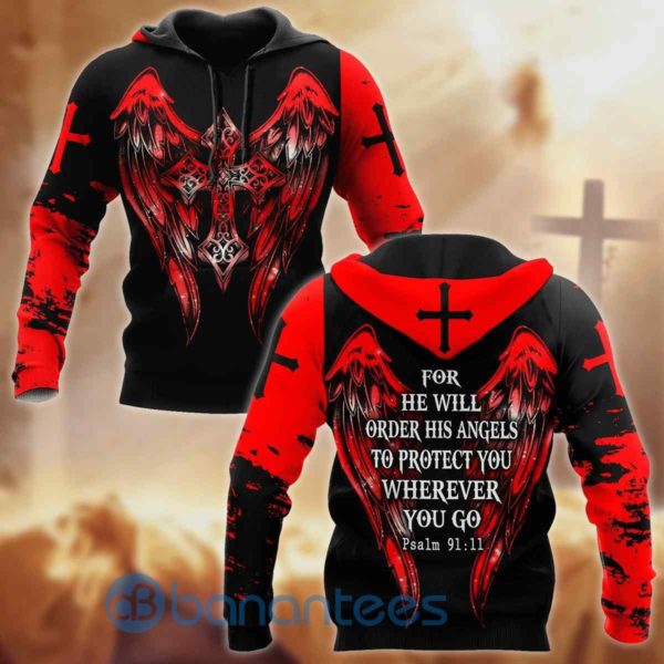 Jesus Cross And Angle Wings All Over Printed 3D Hoodie Product Photo