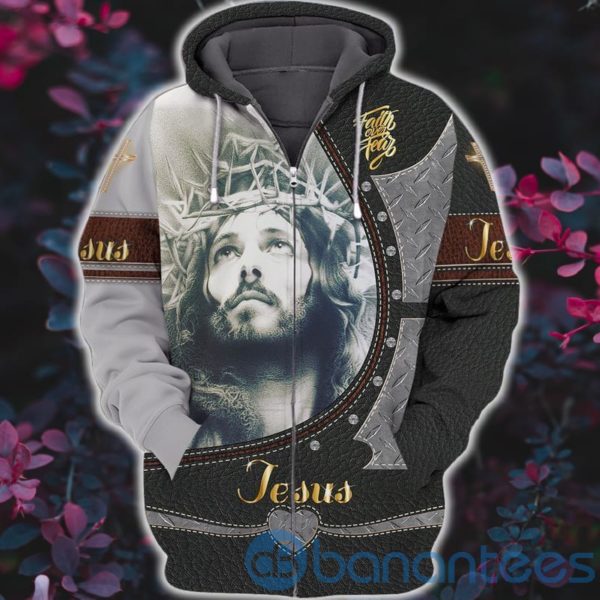 Jesus God Faith Over Fear Full Printed 3D Zip Hoodie Product Photo