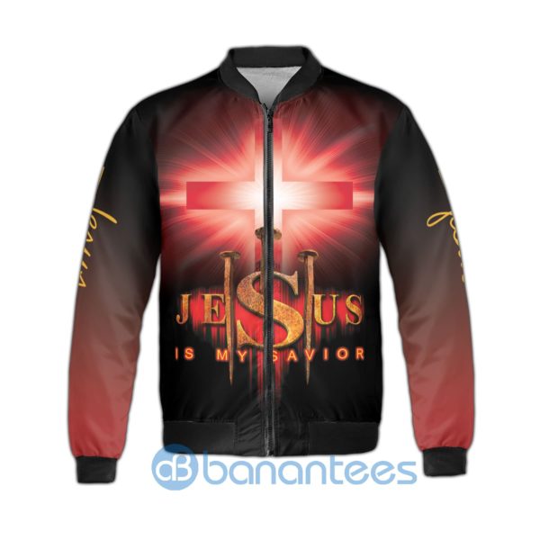 Jesus Is My Savior Casual Button Shirt Jesus Cross Man Of God Fleece Bomber Jacket Product Photo