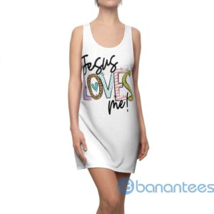 Jesus Loves Me White Racerback Dress For Women Product Photo