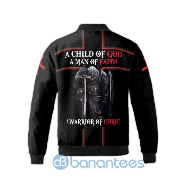 Jesus's Lion Templar Knight Child Of God Wooden Cross Crowd Of Thorn Fleece Bomber Jacket Product Photo