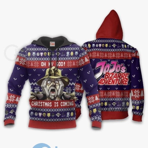 Joseph Joestar Ugly Christmas Oh My God Jojo Anime Manga Full Printed 3D Hoodie Product Photo