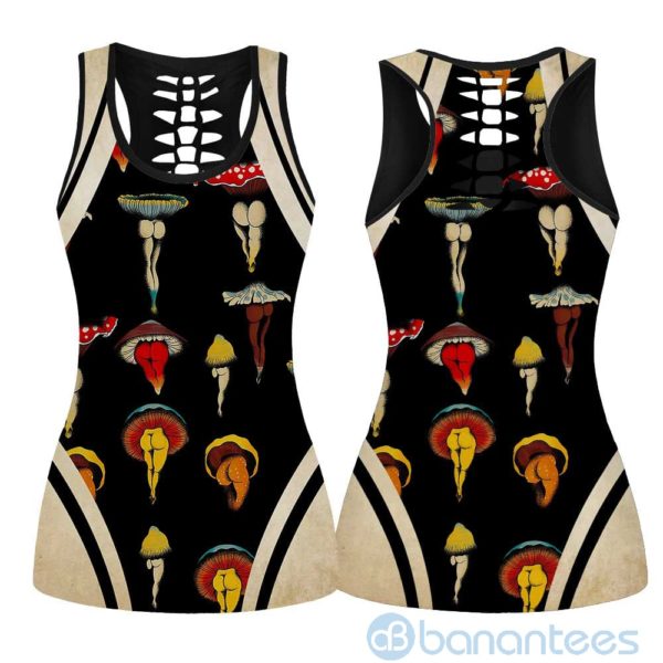 Juicy Mushroom Yoga Hollow Tank And Legging Outfit Product Photo