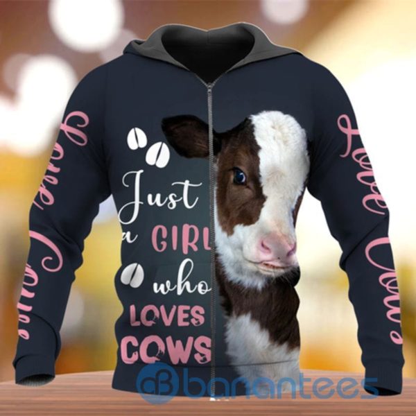 Just A Girl Who Loves Cows All Over Print 3D Zip Hoodie Product Photo
