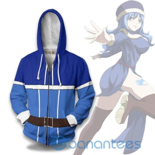 Juvia Lockser Hoodie Fairy Tail Amine Casual Cosplay 3D Zip Hoodie Product Photo