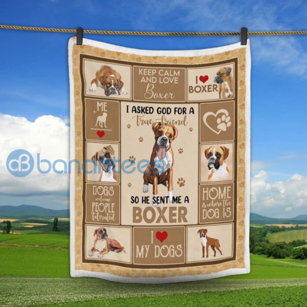 Keep Calm And Love Boxer Sherpa Blanket Product Photo