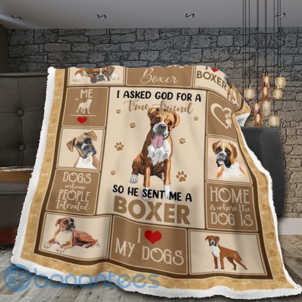 Keep Calm And Love Boxer Sherpa Blanket Product Photo