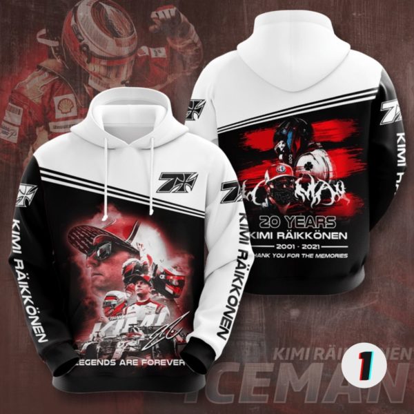 Kimi Raikkonen 20 Years Formula 2001 2021 Thank You For The Memories 3D Hoodie Product Photo