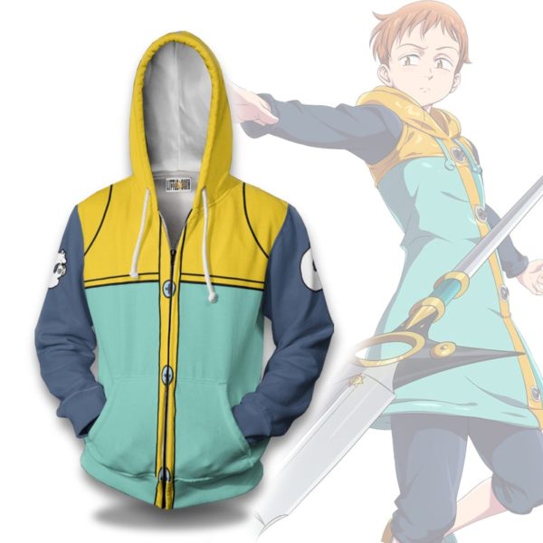 King Seven Deadly Sins Uniform Anime Casual Cosplay 3D Zip Hoodie Product Photo