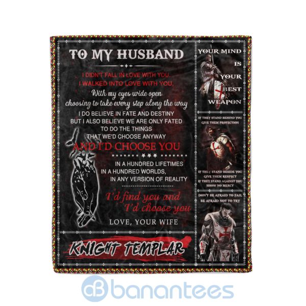 Kinght Templar To My Husband Your Mind Is Your Best Weapon Fleece Blanket Product Photo