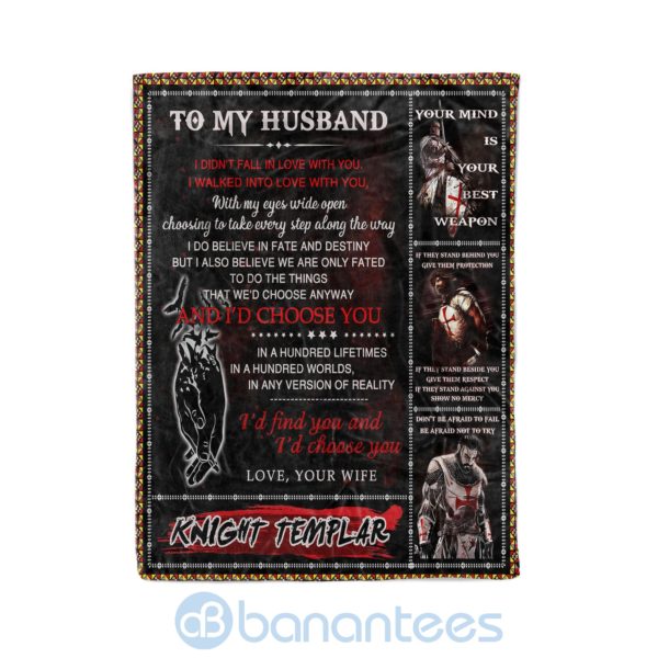 Kinght Templar To My Husband Your Mind Is Your Best Weapon Fleece Blanket Product Photo