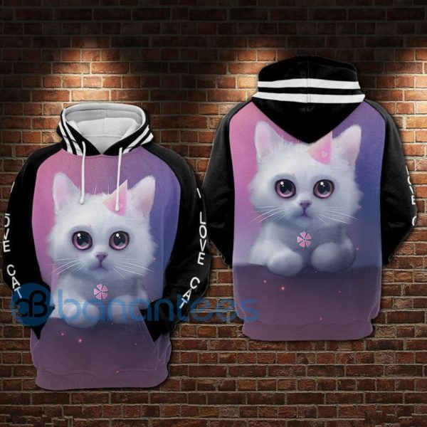 Kitten I Love Cat All Over Print 3D Hoodie Product Photo