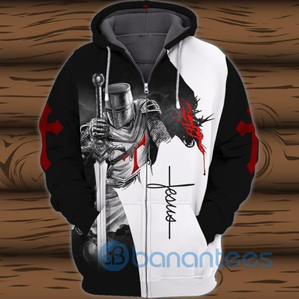 Knight Of Jesus Warrior All Over Printed 3D Zip Hoodie Product Photo