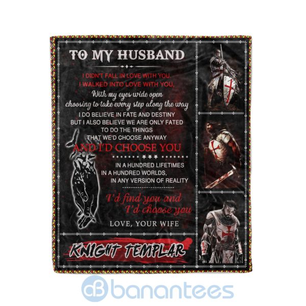 Knight Templar To My Husband I Didn't Fall In Love With You Fleece Blanket Product Photo