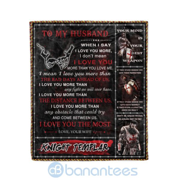 Knight Templar To My Husband I Love You More Than You Love My Fleece Blanket Product Photo