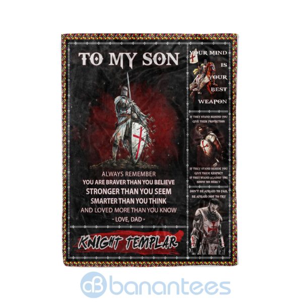 Knight Templar To My Son Always Remember You Are Braver Than You Believe Fleece Blanket Product Photo
