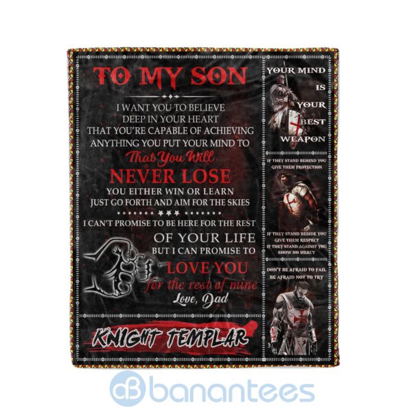 Knight Templar To My Son Your Mind Is Your Best Weapon Fleece Blanket Product Photo