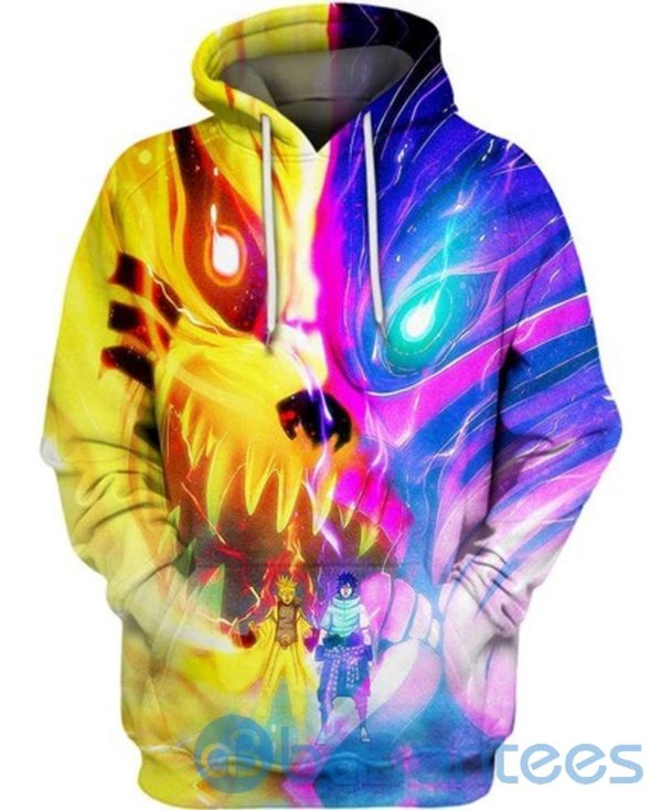 Kurama And Naruto Anime Neon All Over Printing 3D Hoodie Product Photo