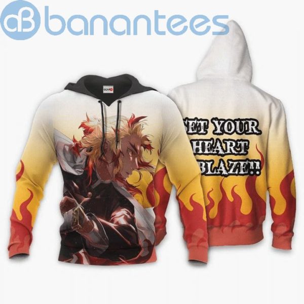 Kyojuro Rengoku Anime Manga Kimetsu No Yaiba Set Your Heart Ablaze Full Print 3D Hoodie Product Photo