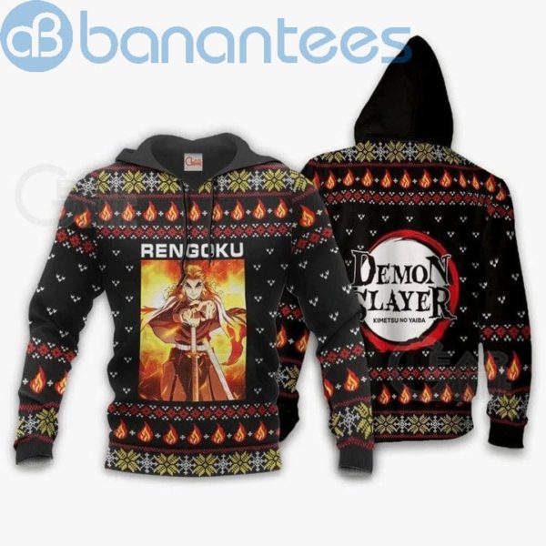 Kyojuro Rengoku Ugly Christmas Demon Slayer Anime Manga Full Print 3D Hoodie Product Photo