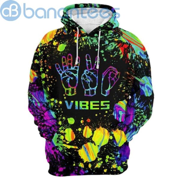 Language Hand Sign Vibes Full Printing 3D Hoodie Product Photo