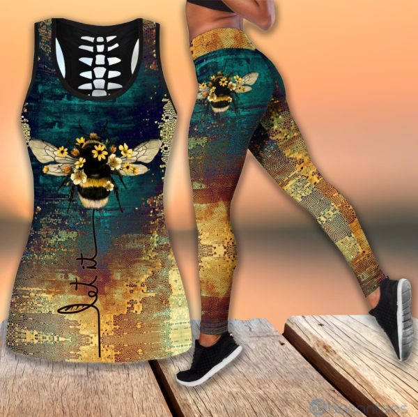 Let It Bee Hollow Tank And Legging Outfit Product Photo