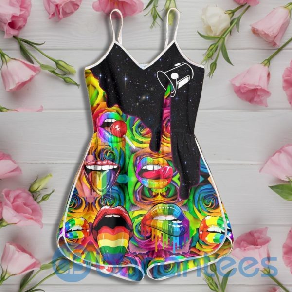 Lgbt Pouring Rainbow Color Rolling Stone Rompers For Women Product Photo
