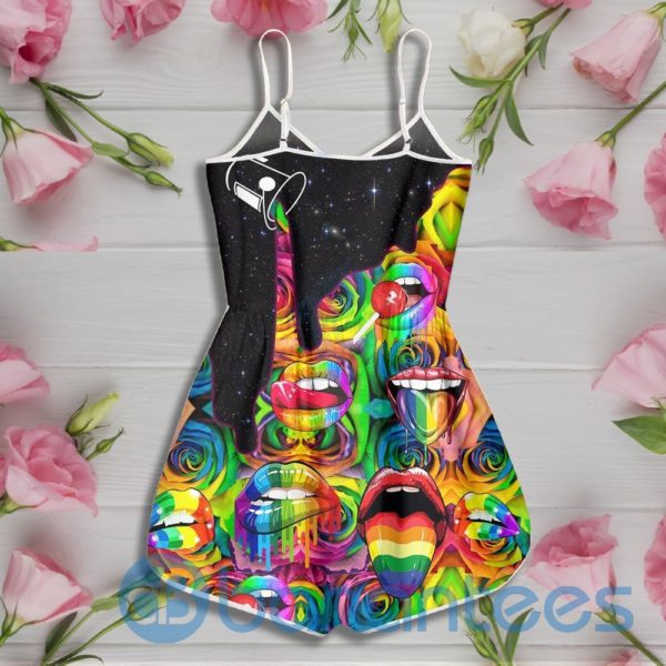 Lgbt Pouring Rainbow Color Rolling Stone Rompers For Women Product Photo