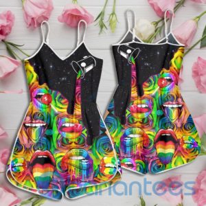 Lgbt Pouring Rainbow Color Rolling Stone Rompers For Women Product Photo