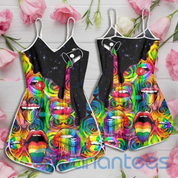 Lgbt Pouring Rainbow Color Rolling Stone Rompers For Women Product Photo