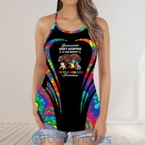 LGBT Pride Free Mom Hugs LGBT Rainbow Mama Bear Criss Cross Tank Top Product Photo