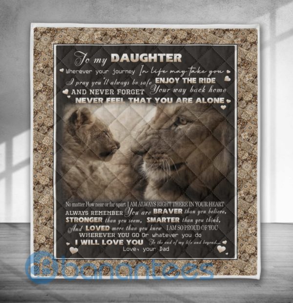 Lion Dad And Daughter Quilt Blanket Product Photo