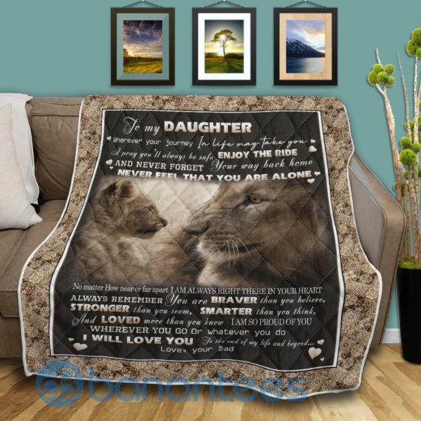 Lion Dad And Daughter Quilt Blanket Product Photo