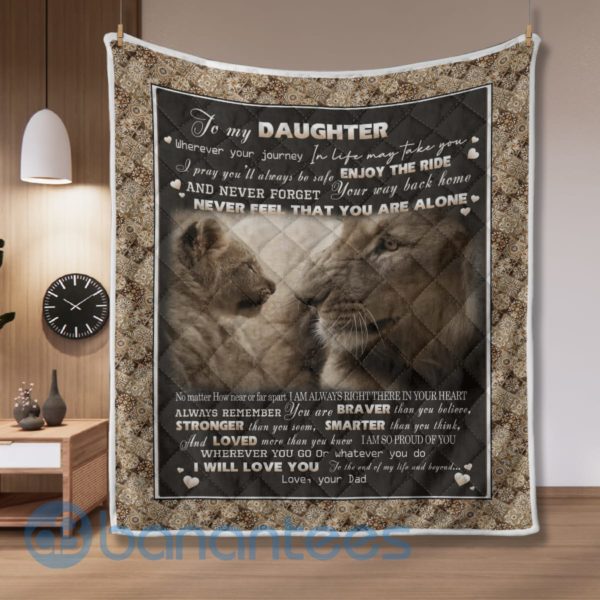Lion Father And Baby Lion Dad And Daughter Quilt Blanket Quilt Product Photo