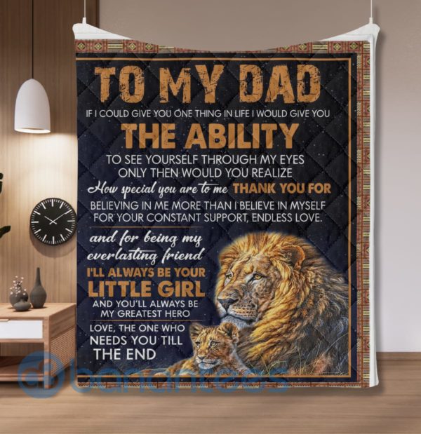 Lion Father And Baby Lion To My Dad Quilt Blanket Quilt Product Photo